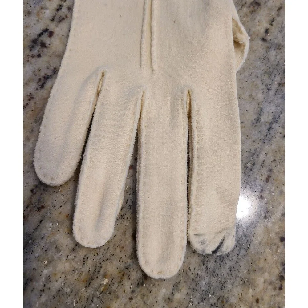 Vintage Size M Yellow Stretch Formal Cotton Gloves 9